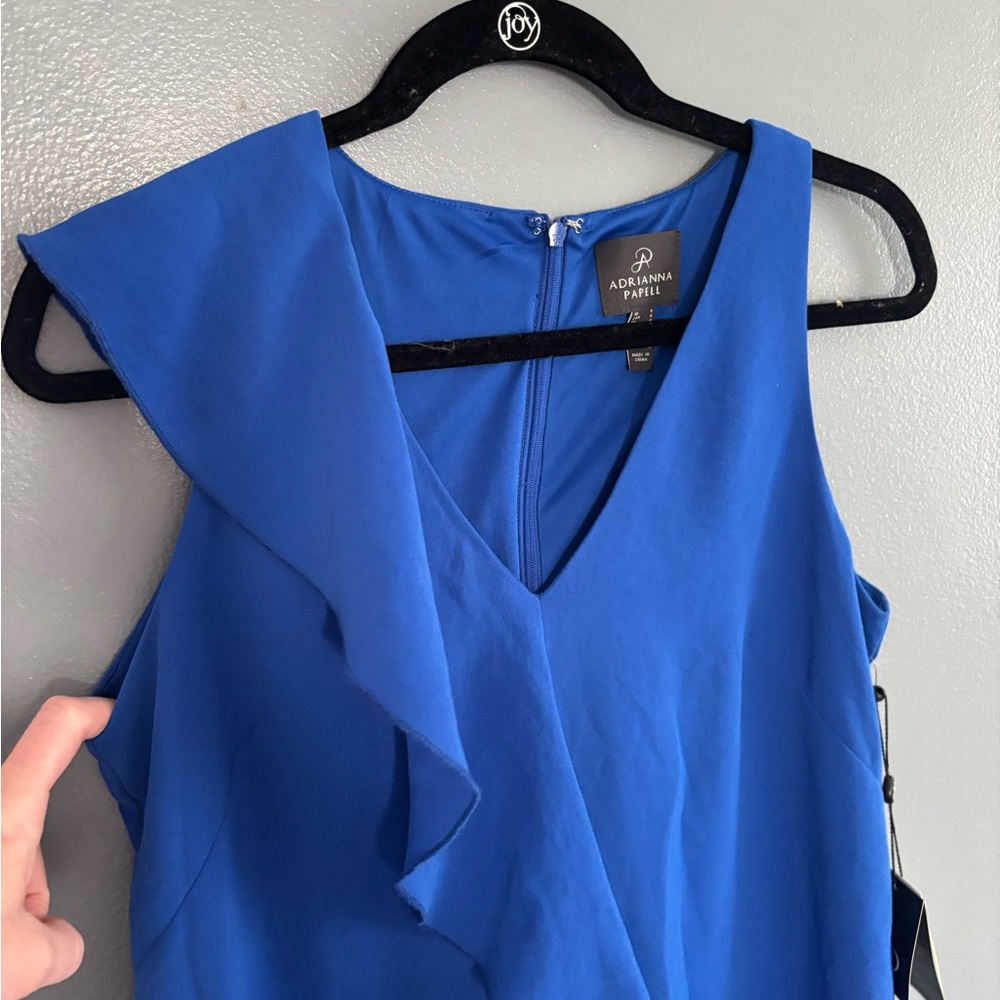 NWT Adrianna Papell Blue Ruffle Dress - Picture 3 of 8